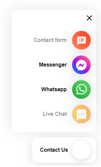Botão Entre em Contato do LiveAgent com múltiplos canais de comunicação fornecendo suporte acessível