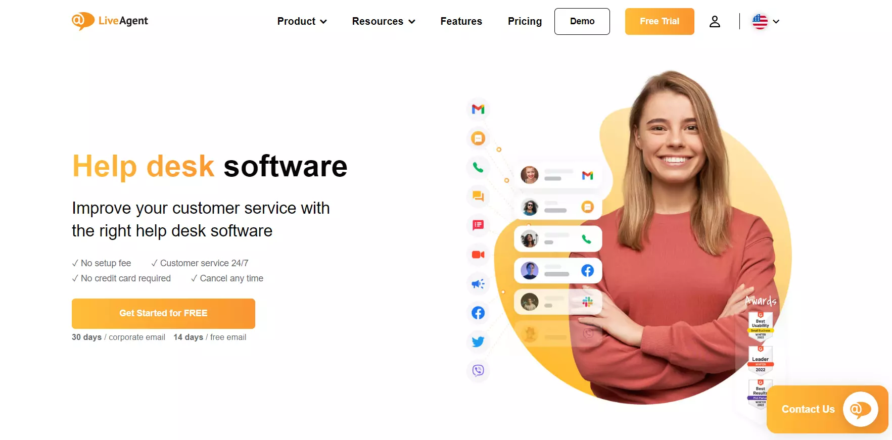 Homepage do LiveAgent, uma alternativa ao Help Scout para software help desk