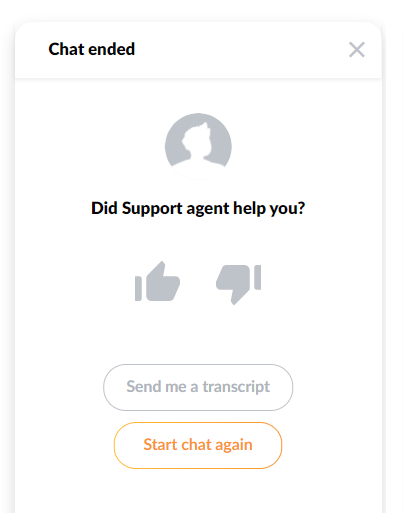 Pesquisa CSAT usada por LiveAgent após sua interação de chat ao vivo