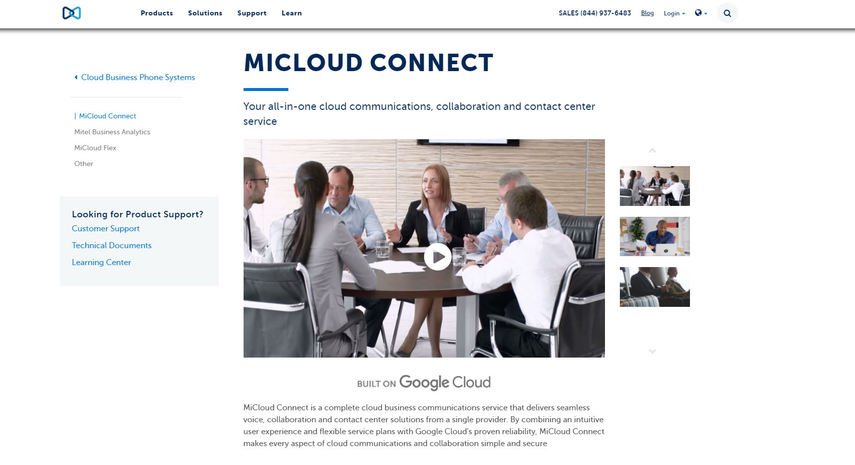 Website do provedor MiCloud Connect