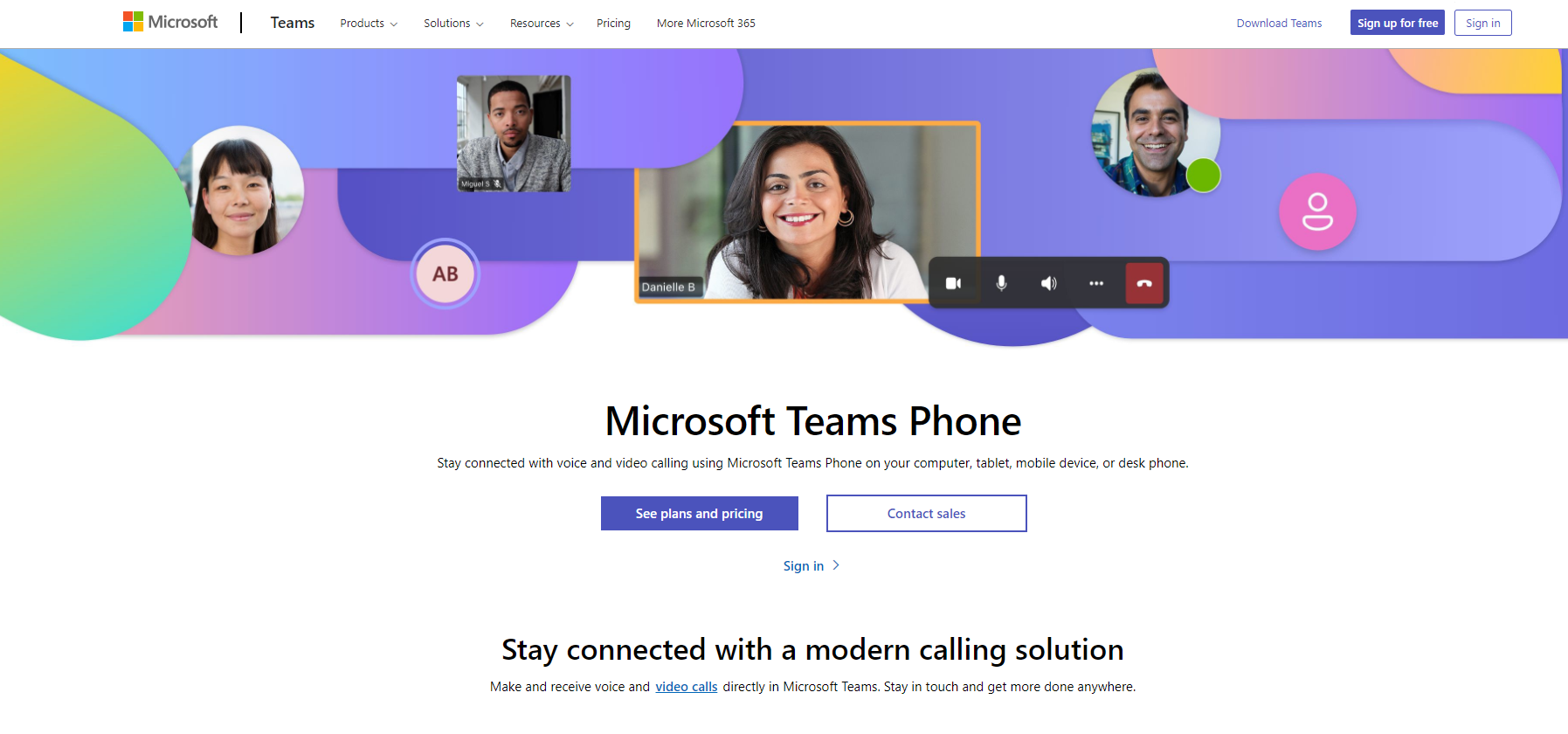 Website do Microsoft 365 Business Voice