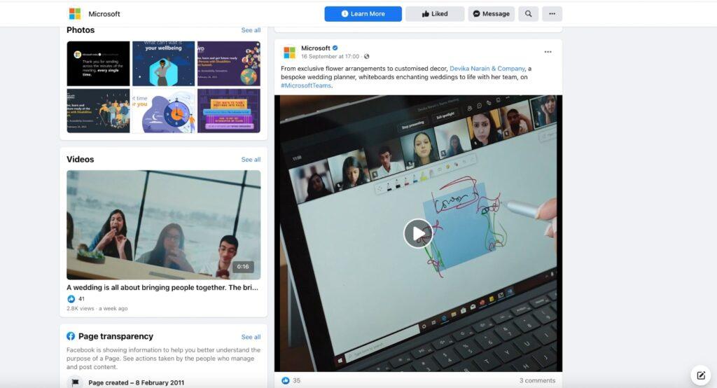Microsoft usando marketing de vídeo no Facebook para engajar com o público