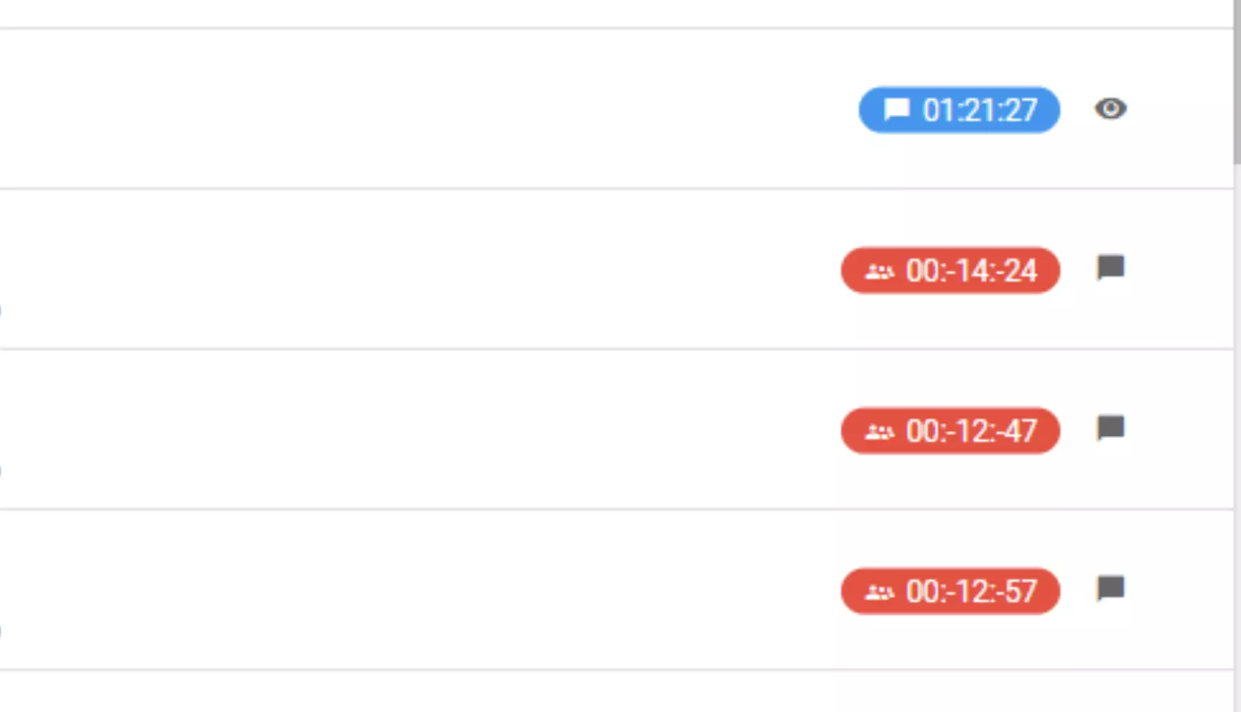 Uma imagem mostrando um bug com valores de tempo negativo durante sessões de chat em versões anteriores do LiveAgent