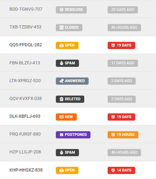 Novos ícones de status de ticket no LiveAgent