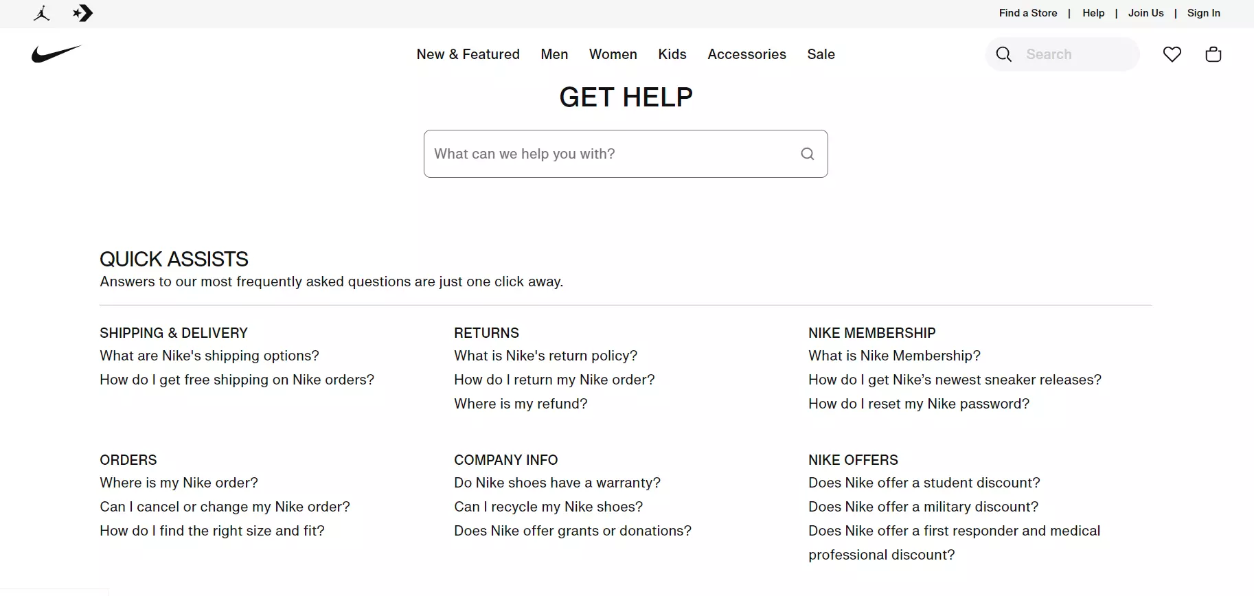 Base de conhecimento da Nike