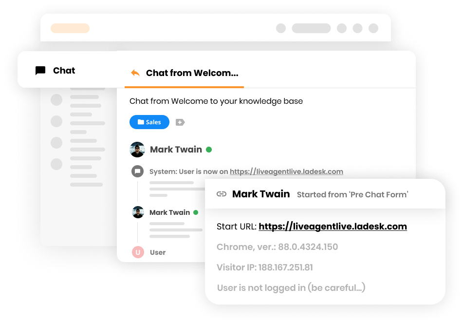 Recurso de visitante do site no LiveAgent