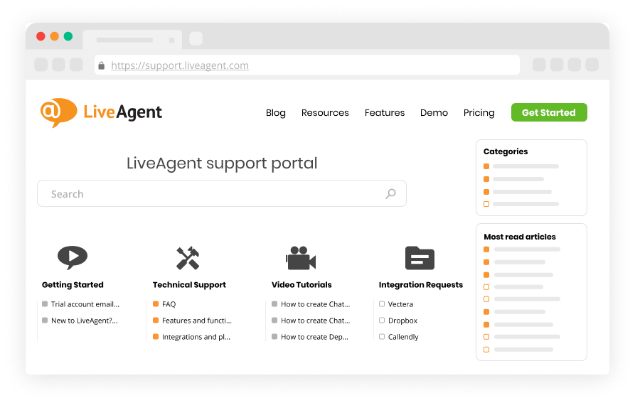 Software de portal do cliente - LiveAgent