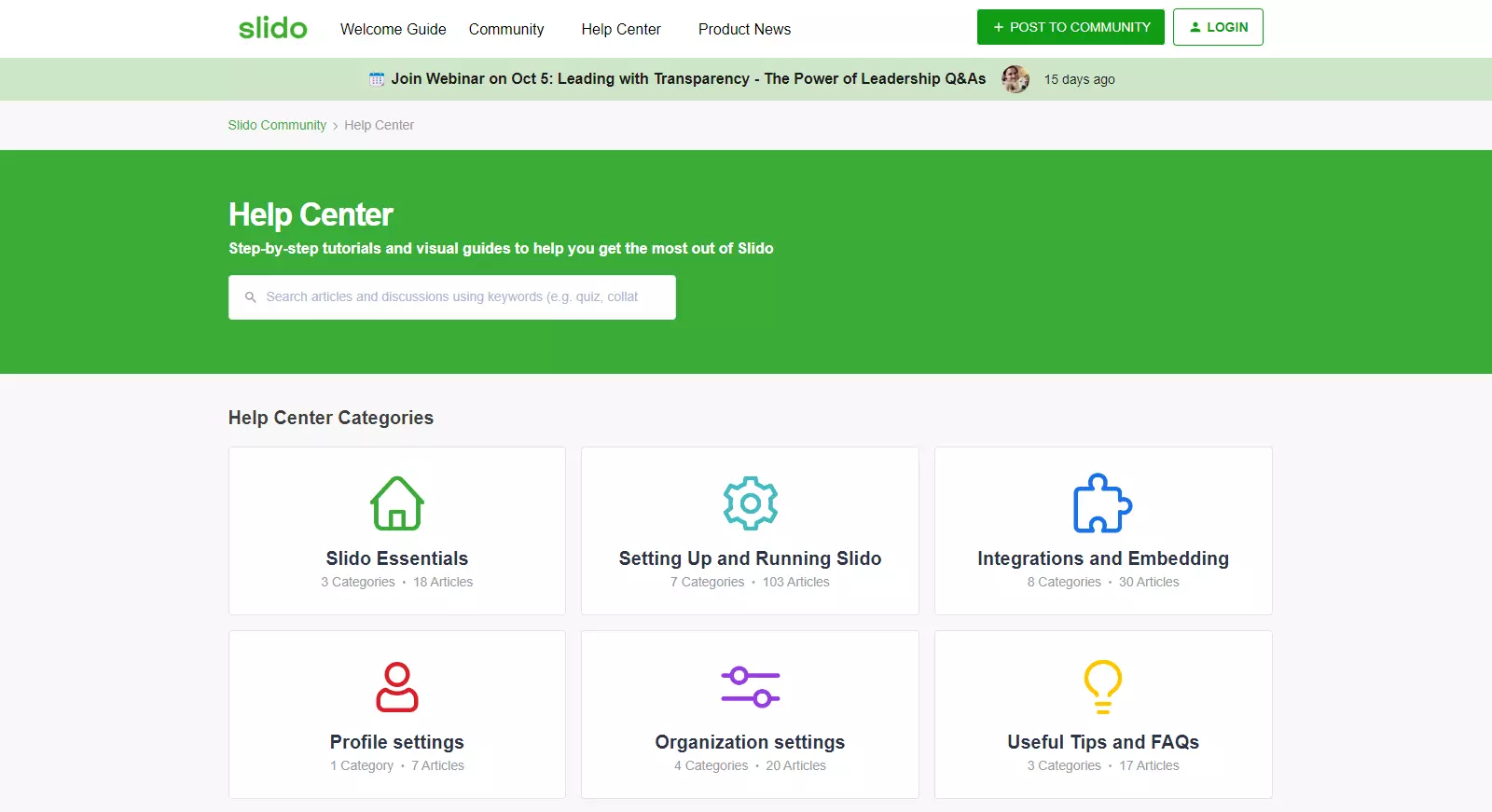 Central de ajuda do Slido