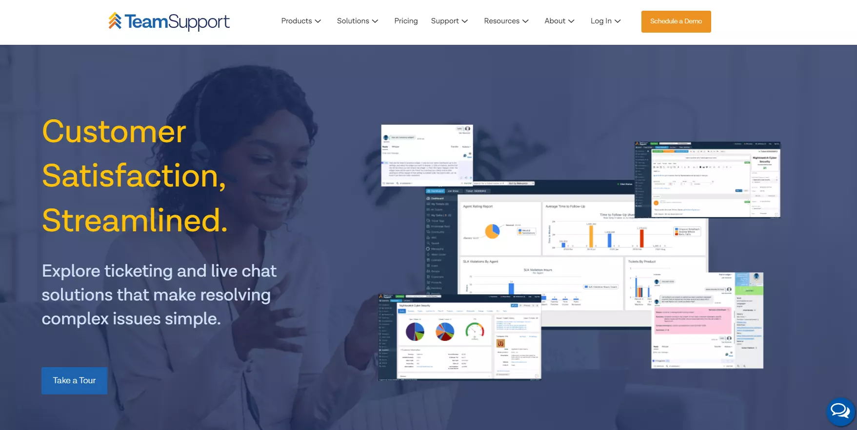 Homepage do TeamSupport, uma alternativa ao Help Scout para software help desk