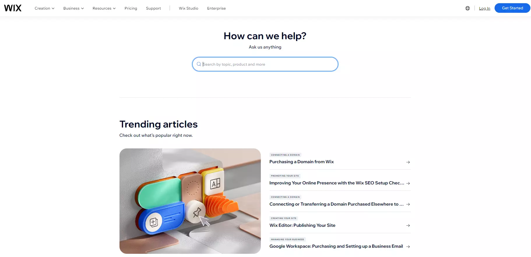 Base de conhecimento Wix