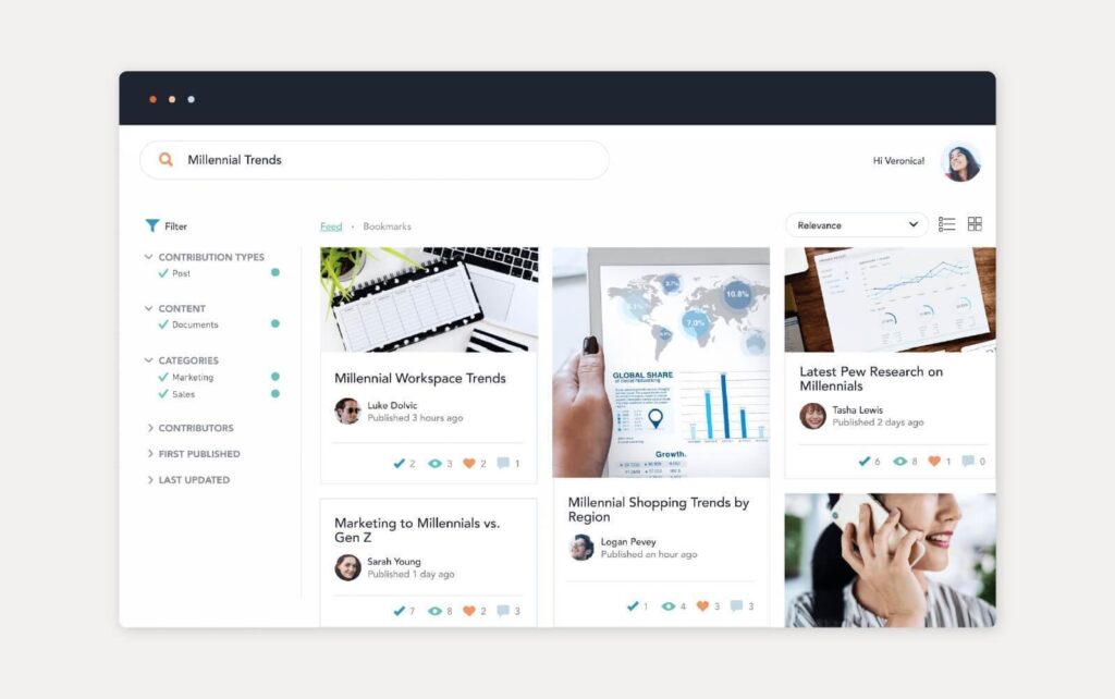 Exemplo de solução de base de conhecimento fornecida pelo Bloomfire