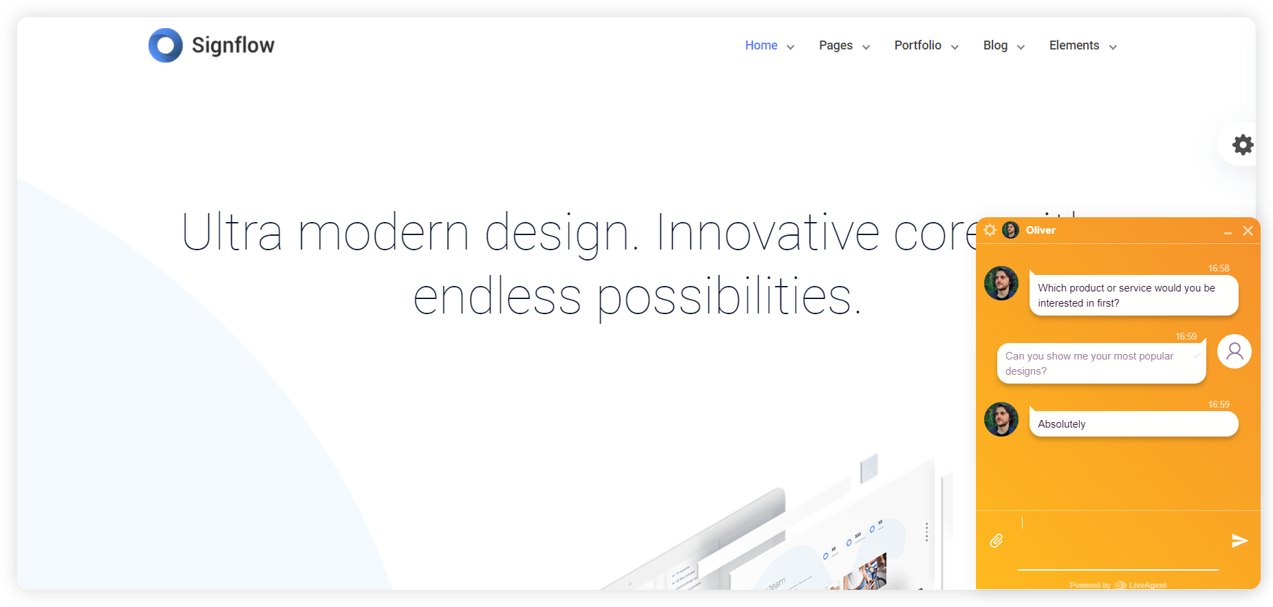 Exemplo de uma janela de convite de chat proativo