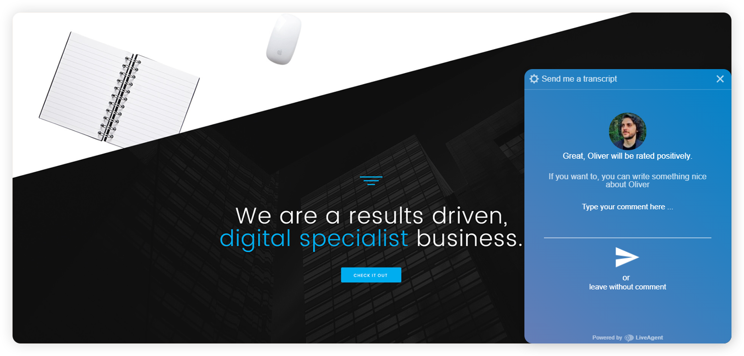 Exemplo de uma pesquisa pós-chat empresarial