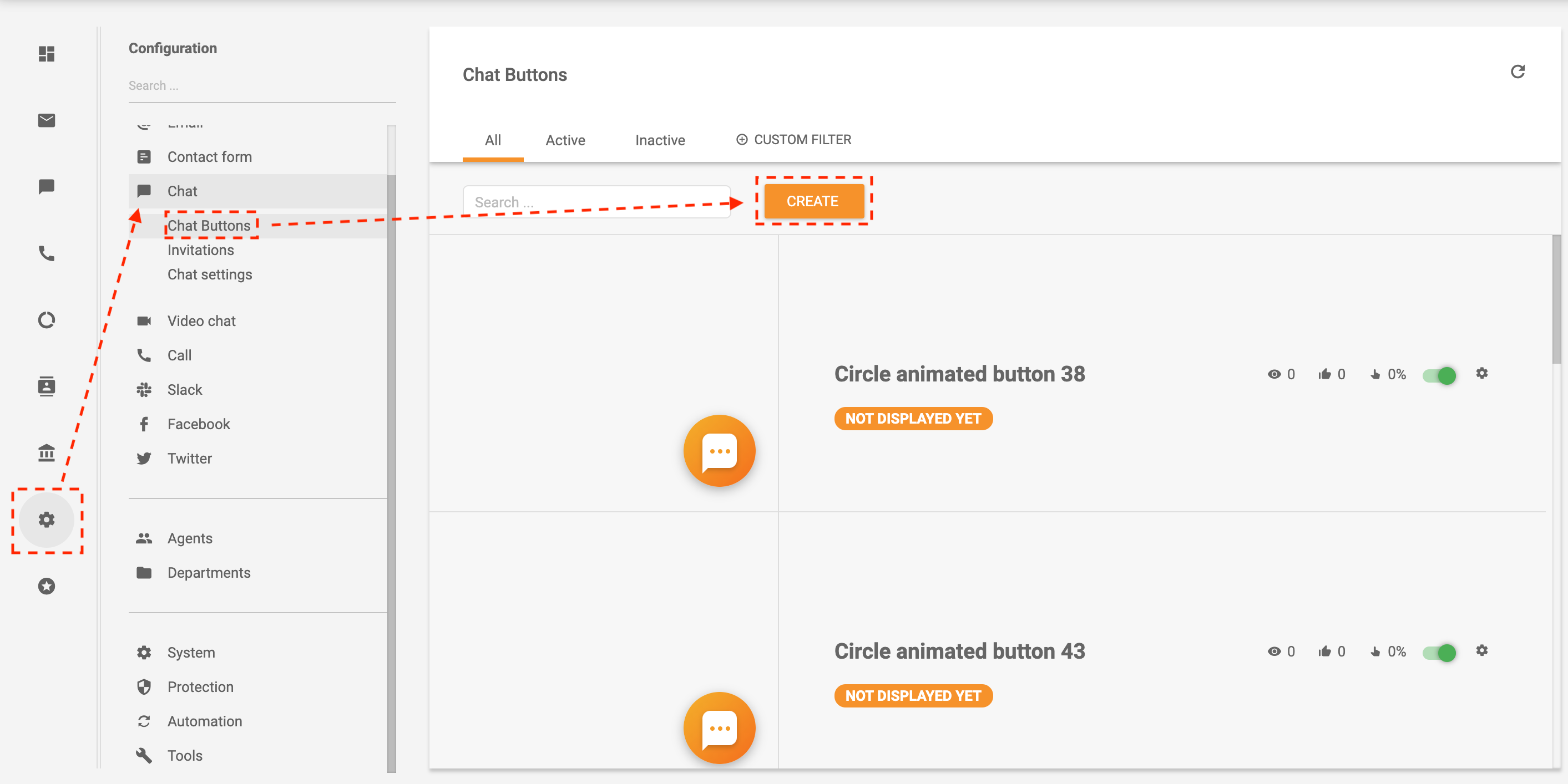 Exemplo de como criar um botão de chat