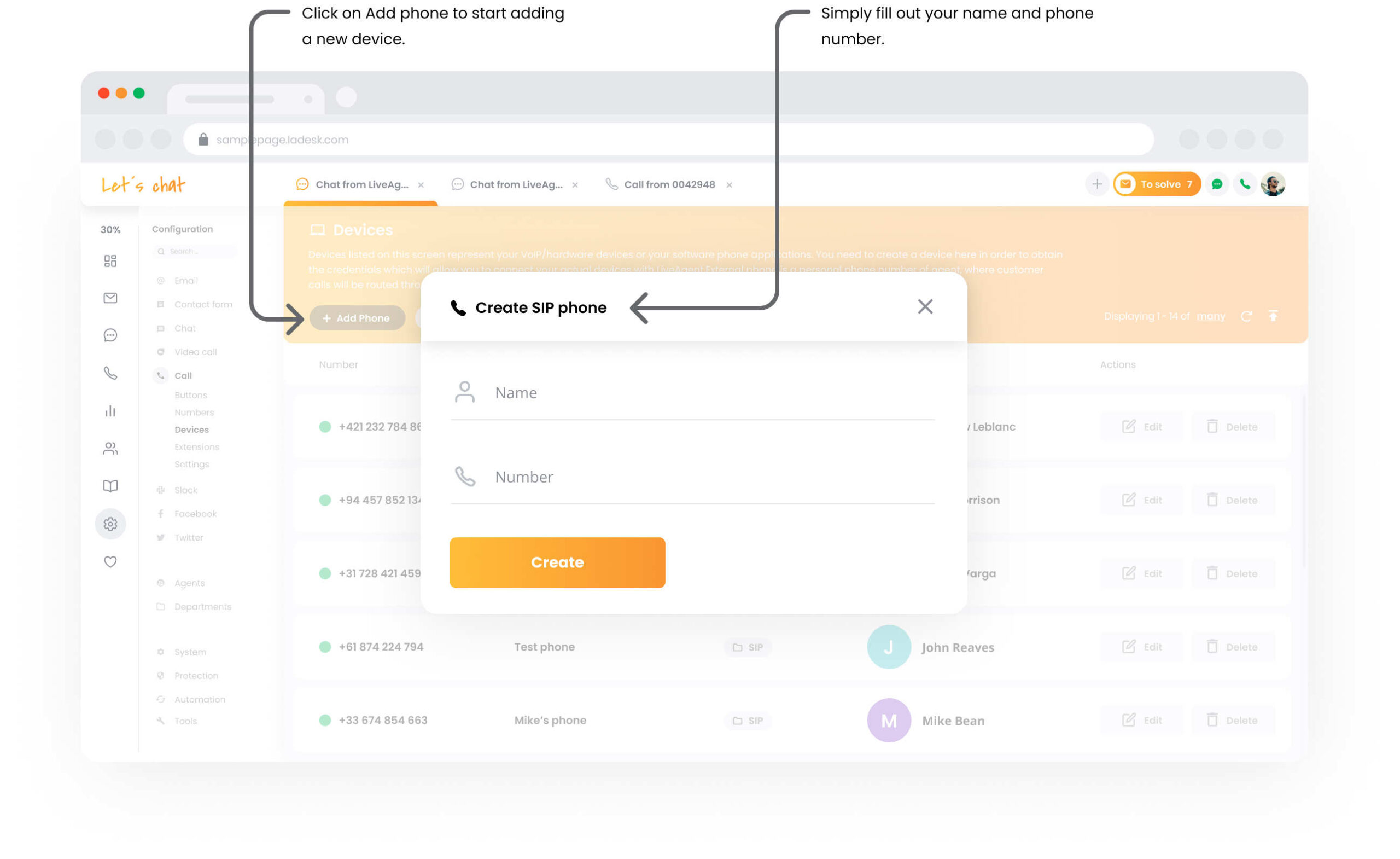 Dispositivos de Chamada