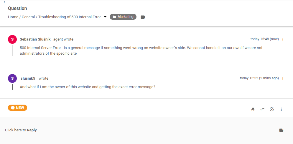 Ticket de fórum de cliente em LiveAgent