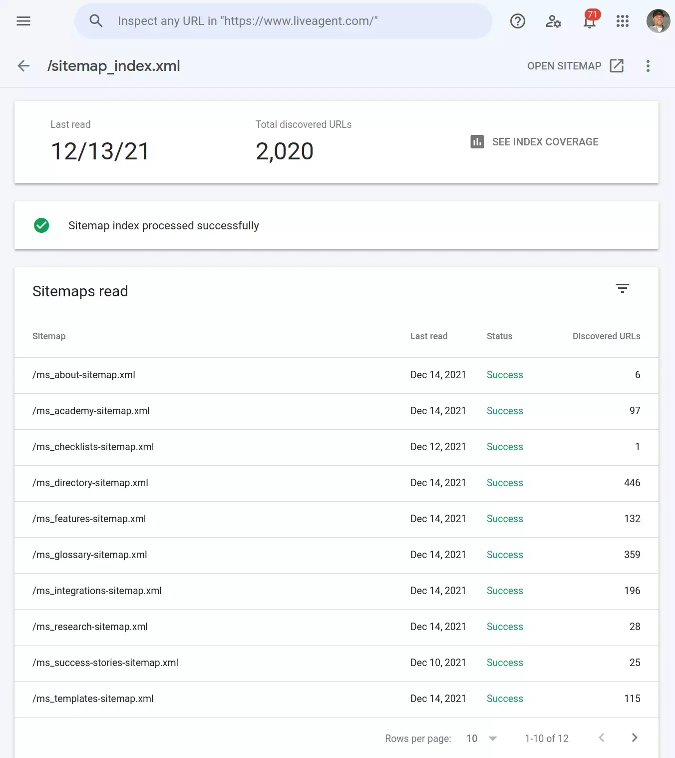 Adicione todos os sitemaps do seu site