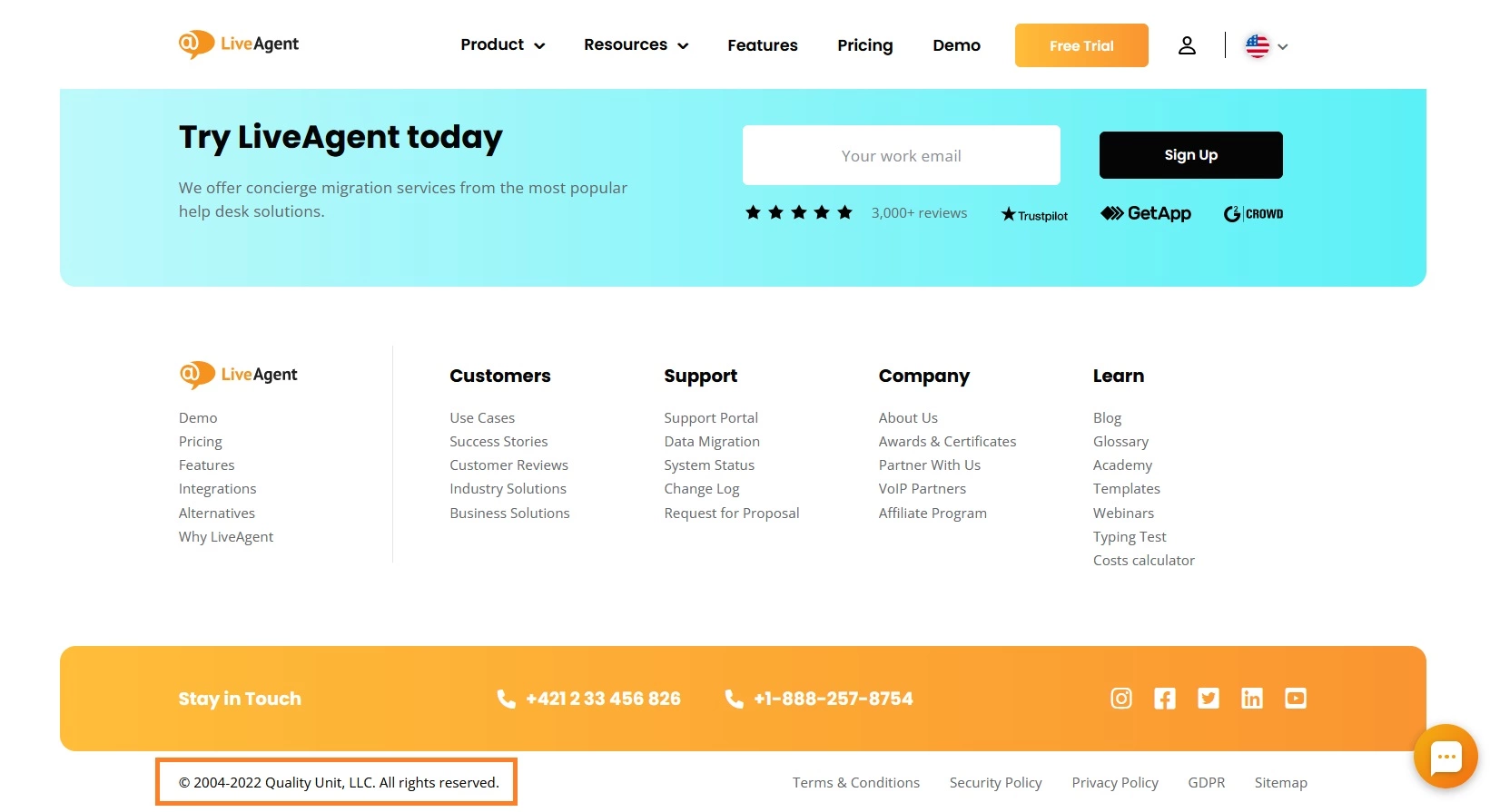 Direitos autorais do site LiveAgent