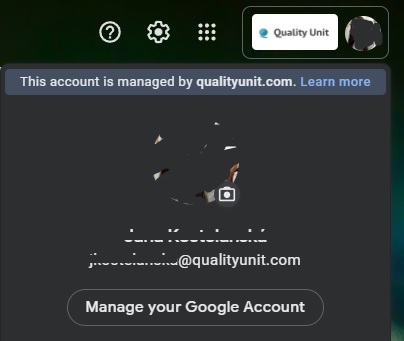 Exemplo de email da empresa Quality Unit