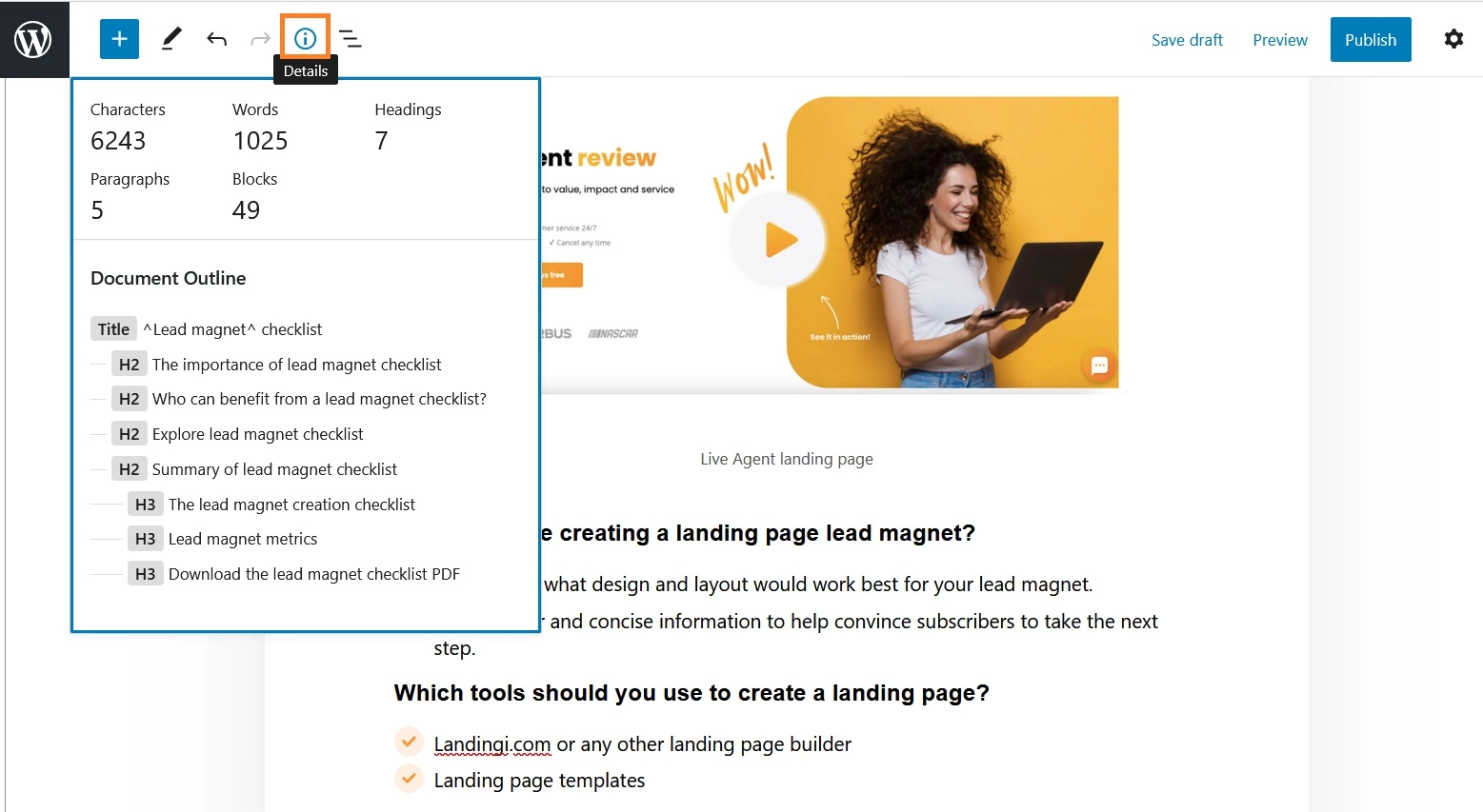 Detalhes de artigo no WordPress