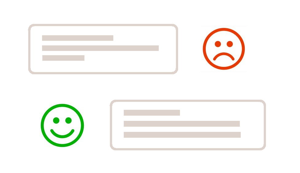 Avaliação de cliente feliz e triste