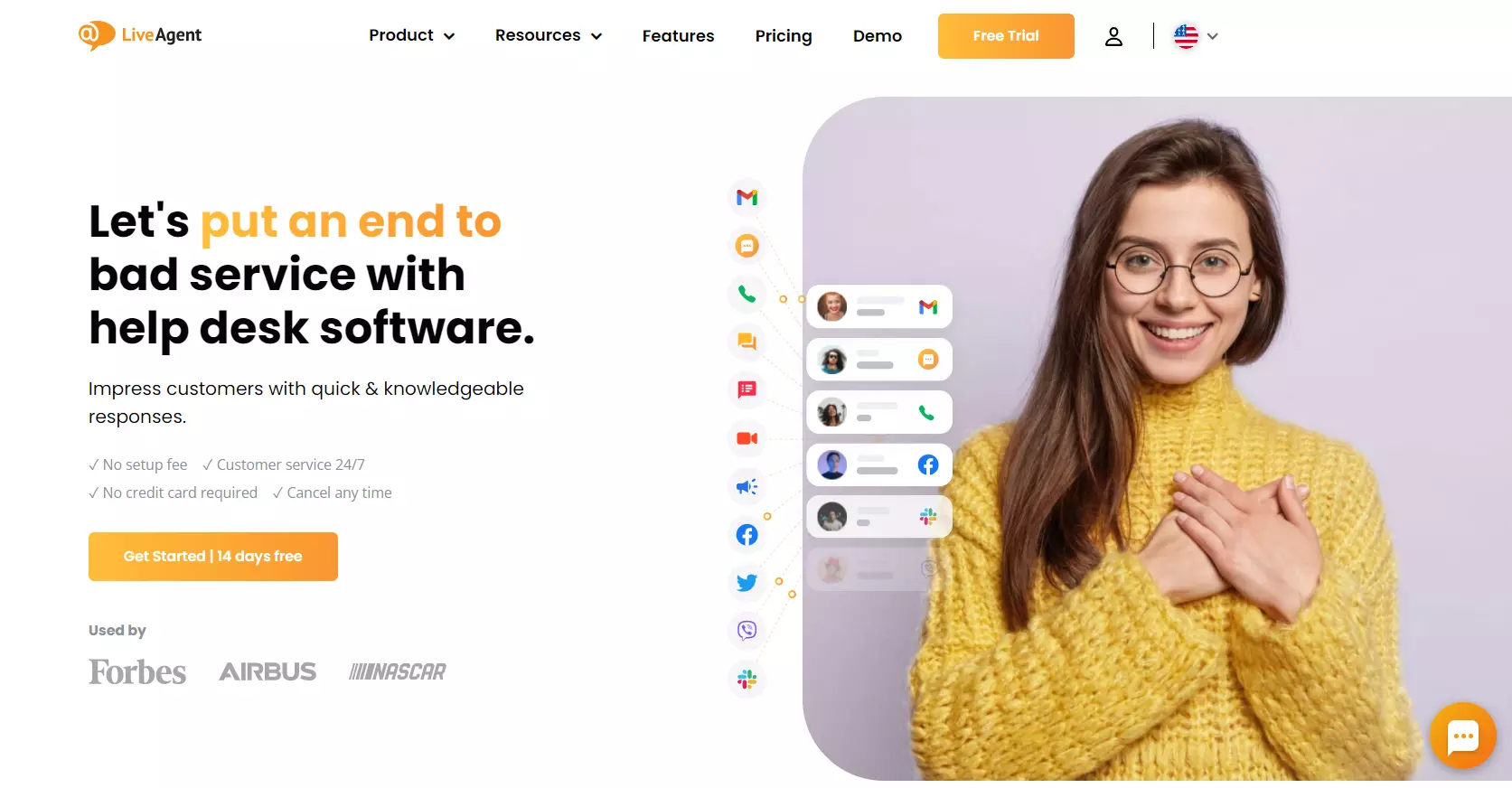 Página de helpdesk do LiveAgent