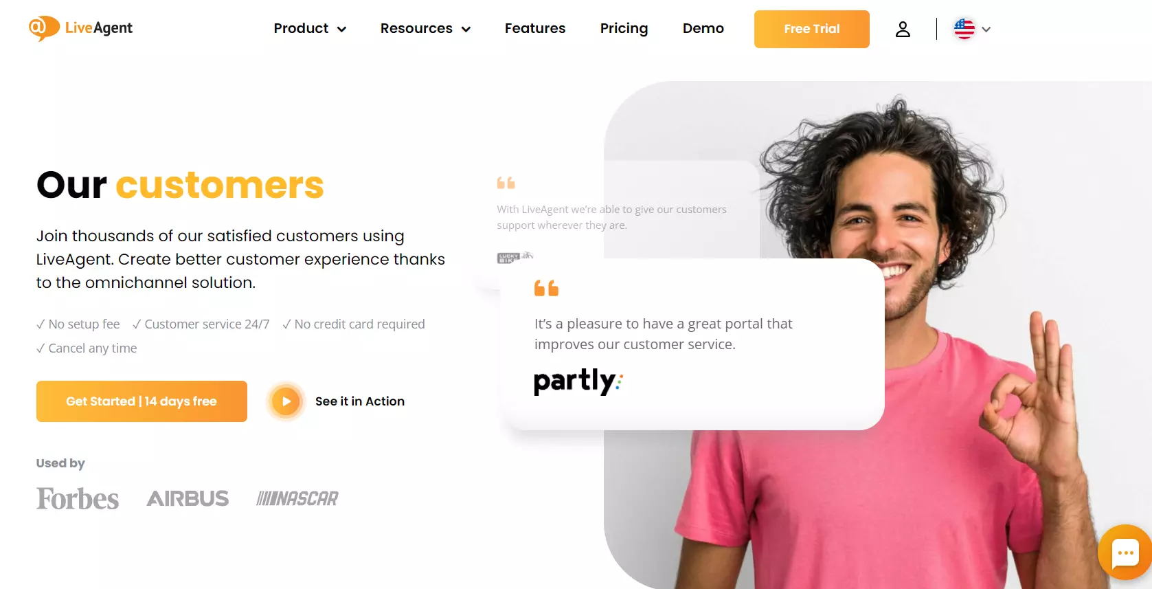 Página de nossos clientes do LiveAgent