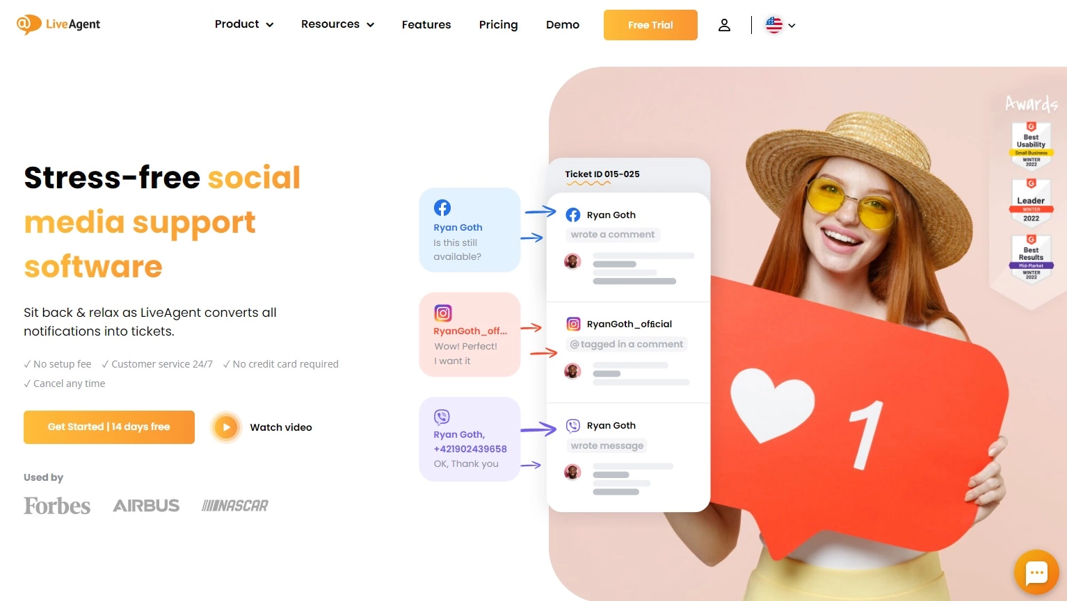 LiveAgent - software de suporte de redes sociais