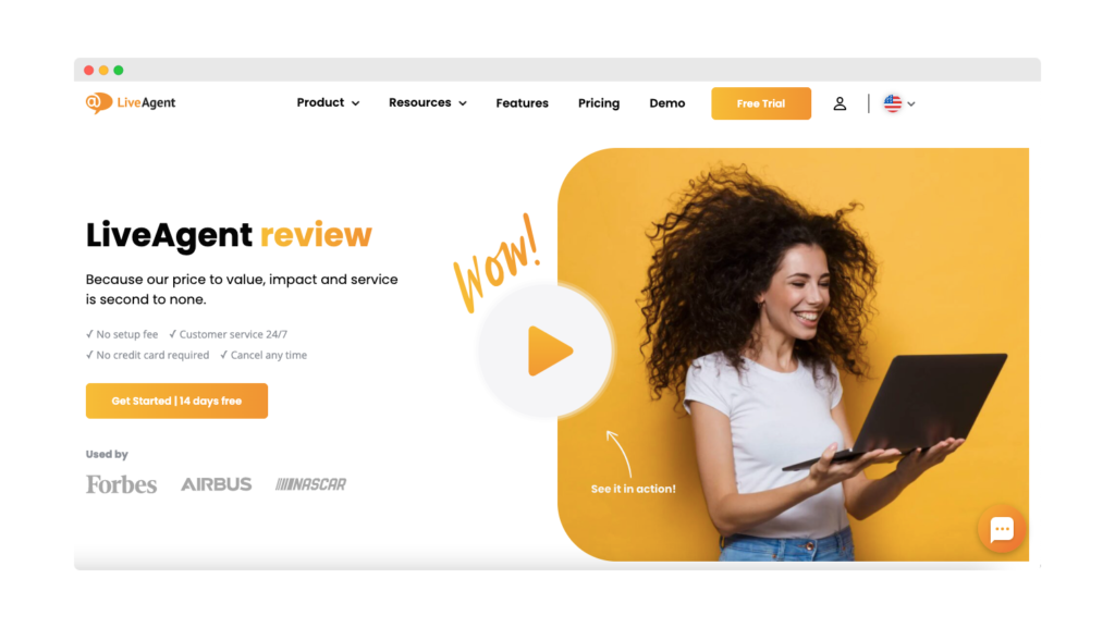 Landing page do LiveAgent