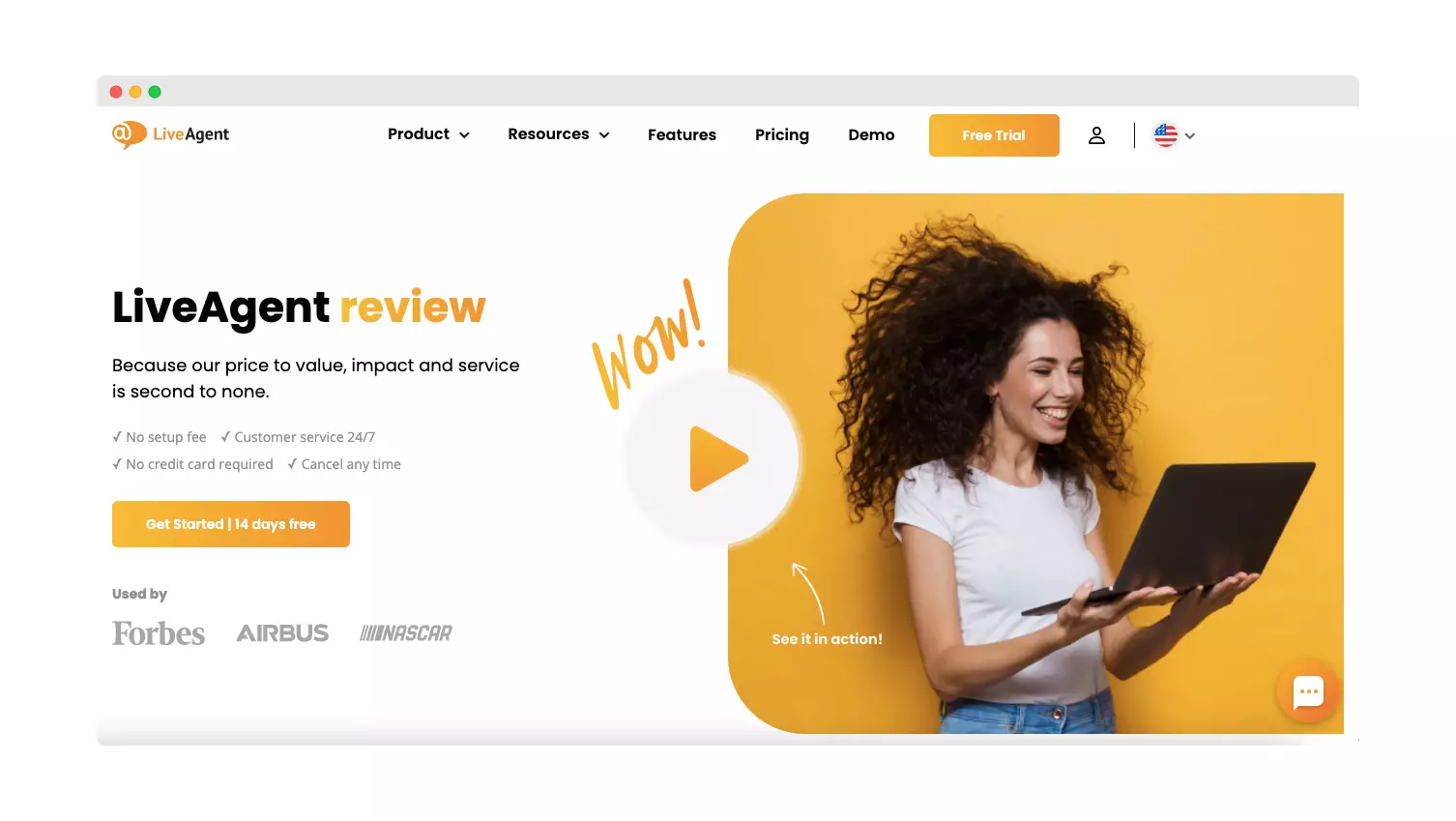 Landing page do LiveAgent