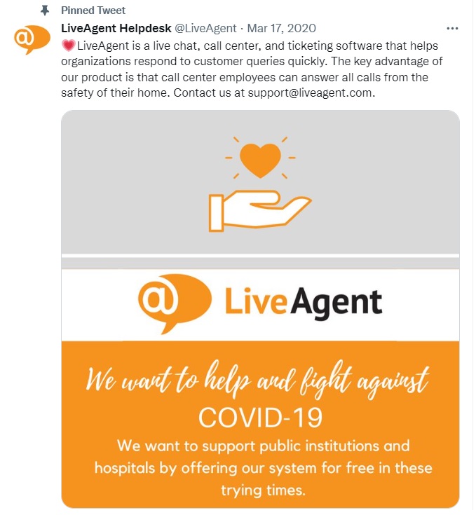 tweet fixado do LiveAgent
