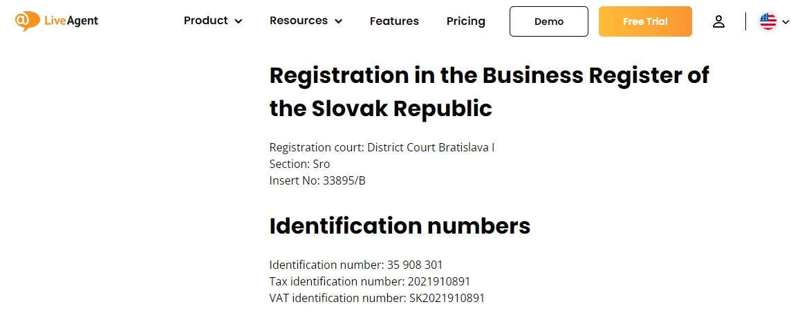 LiveAgent - registro de negócio