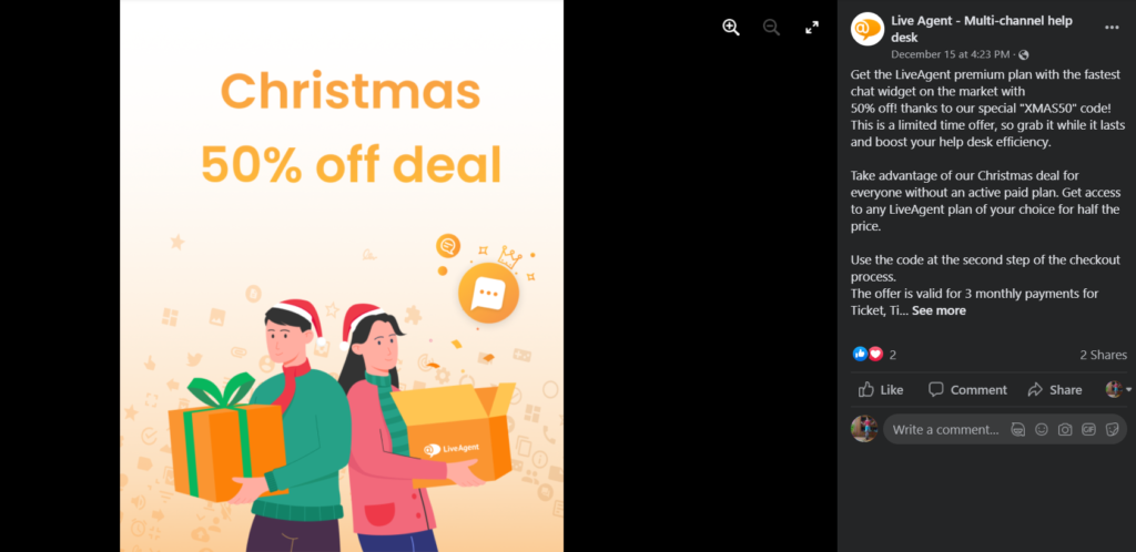 Promoção de Natal do Facebook do LiveAgent