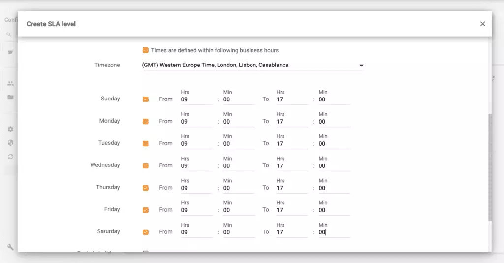 Definindo horário de funcionamento com Live Agent