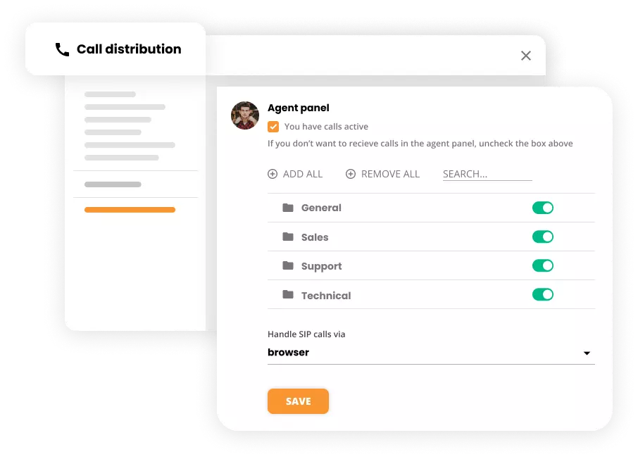 Configurações de distribuição de chamadas