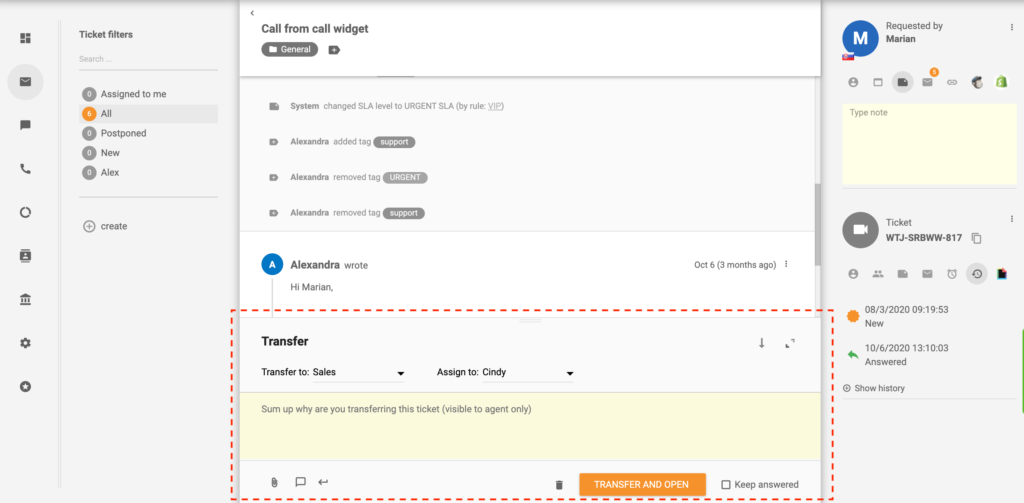 Transferir-ticket-LiveAgent