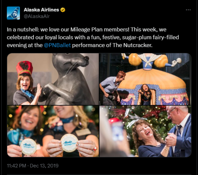 Tweet de café da Alaska Airlines