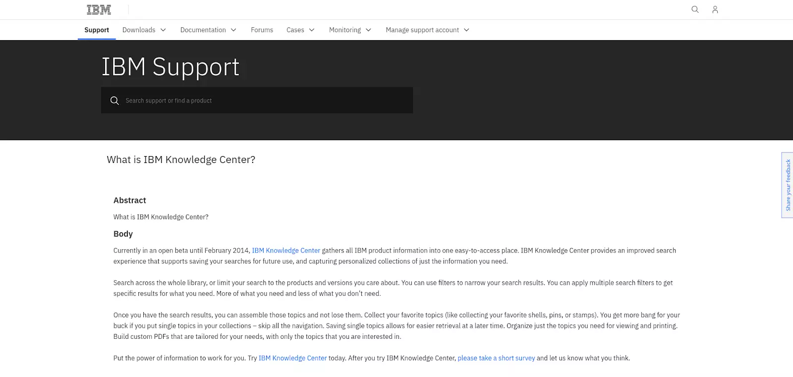 Página da base de conhecimento da IBM