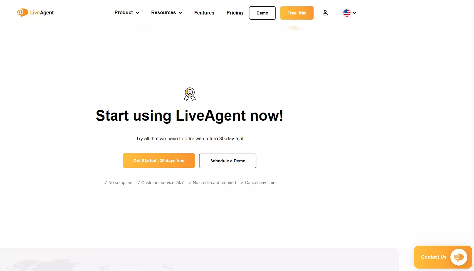 Botão CTA e live chat do LiveAgent