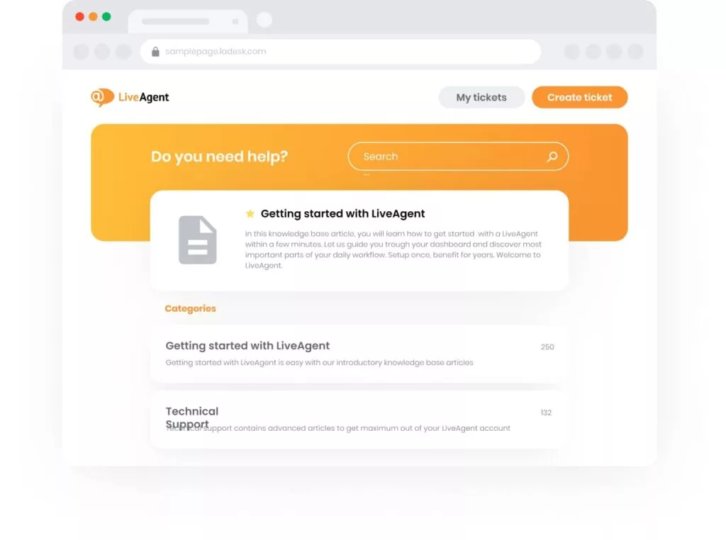 LiveAgent - software de base de conhecimento