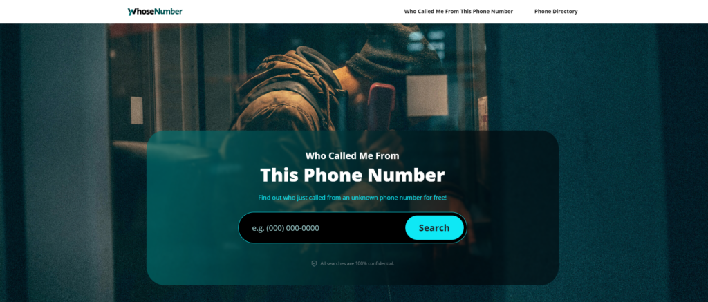 Página inicial do WhoseNumber