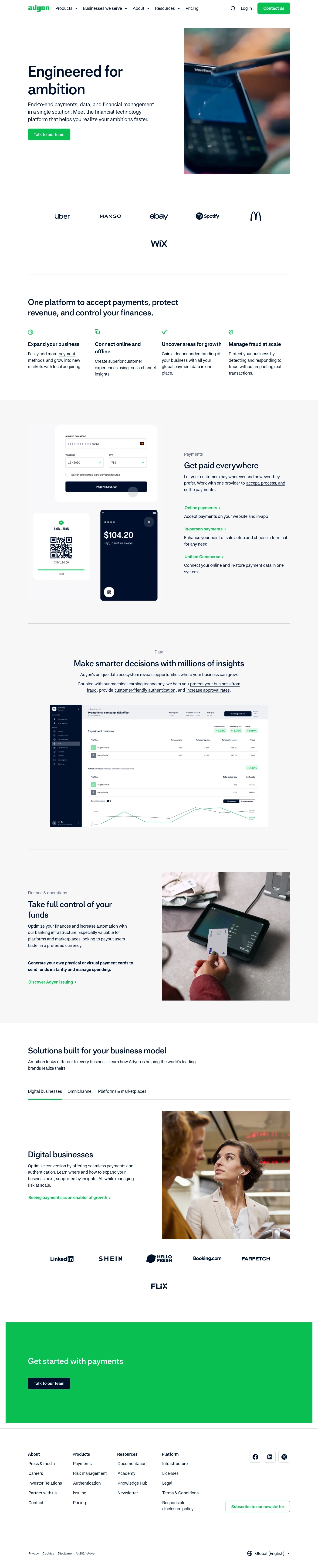 Contatos do Help Desk Adyen