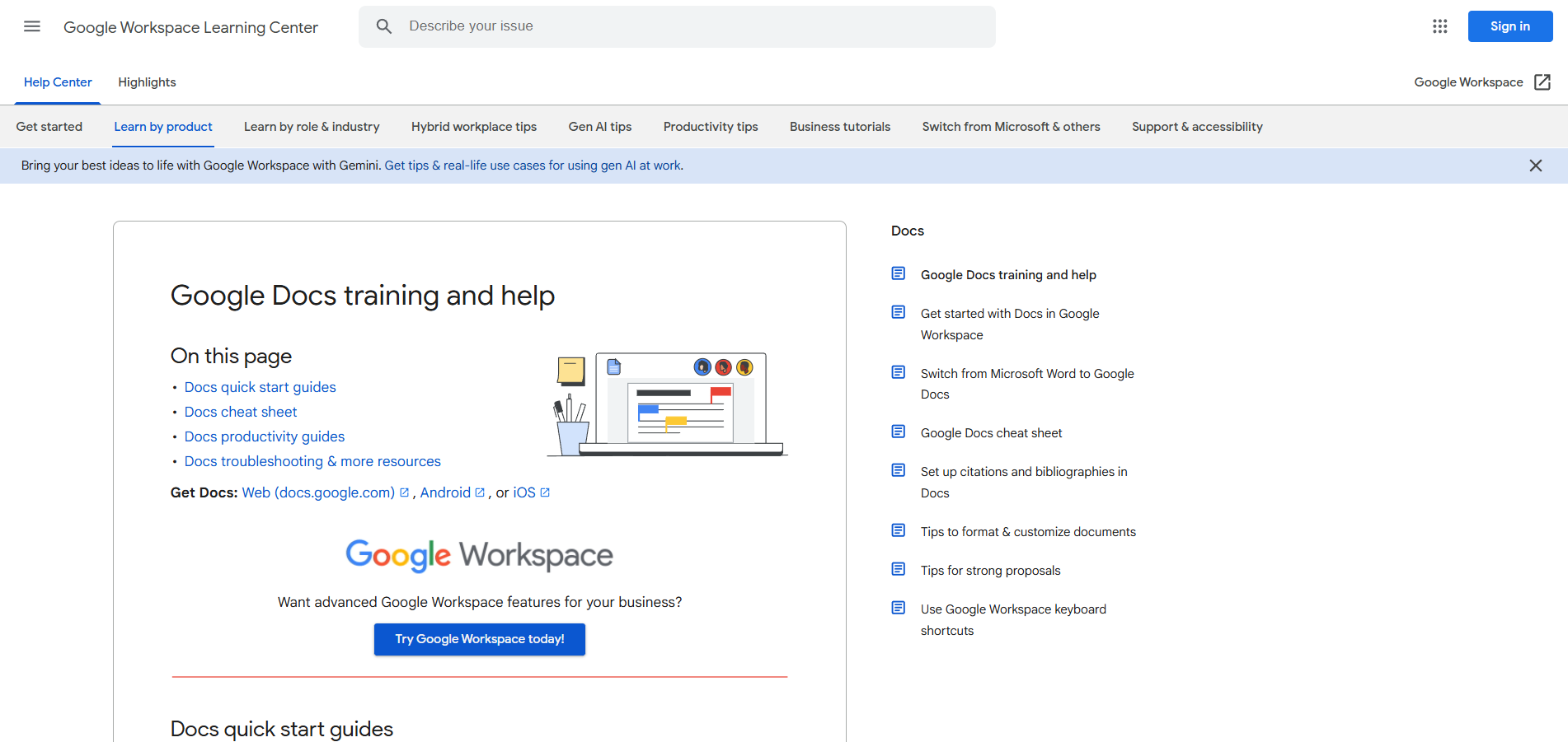 Contatos de Help Desk do Google Docs