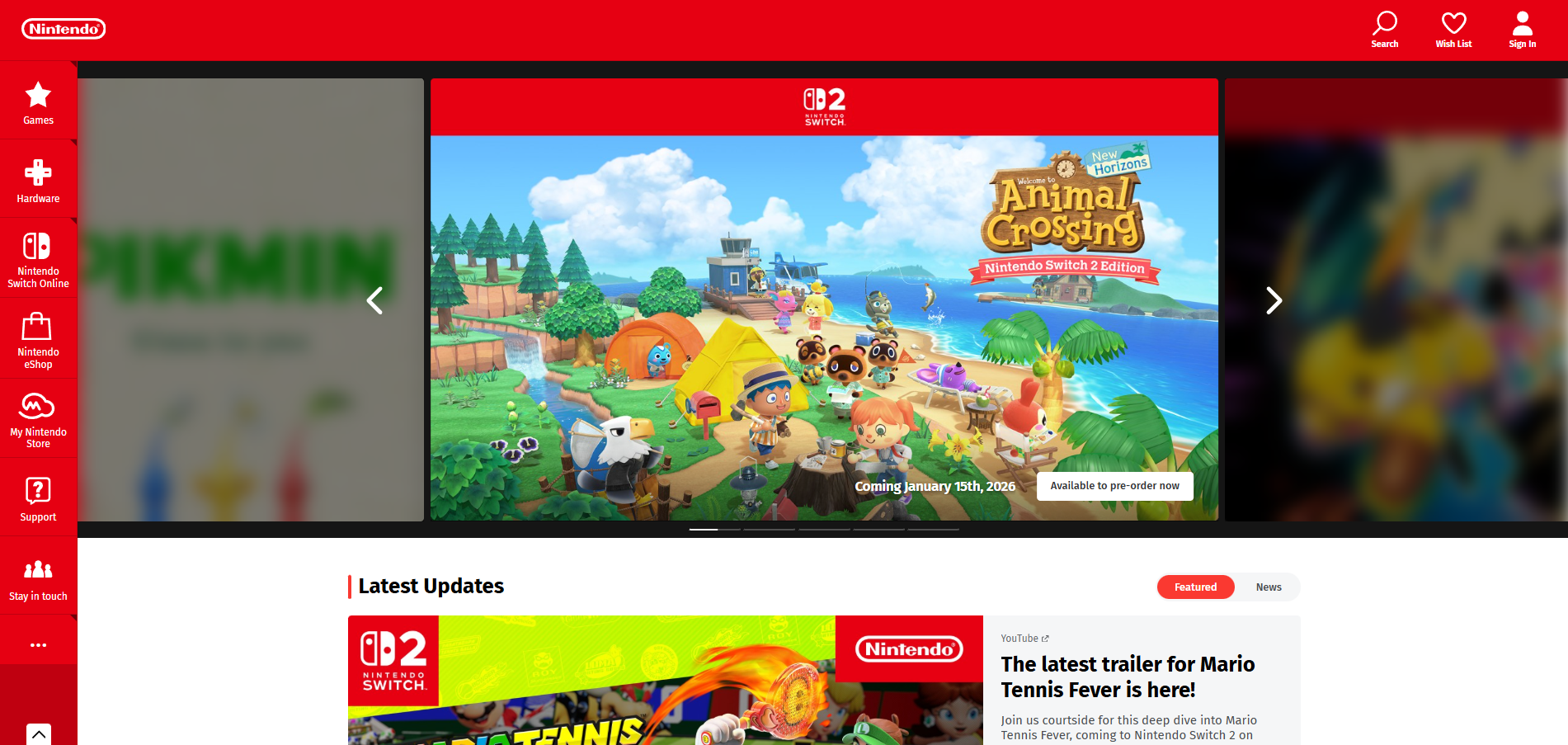 Contatos do Help Desk Nintendo