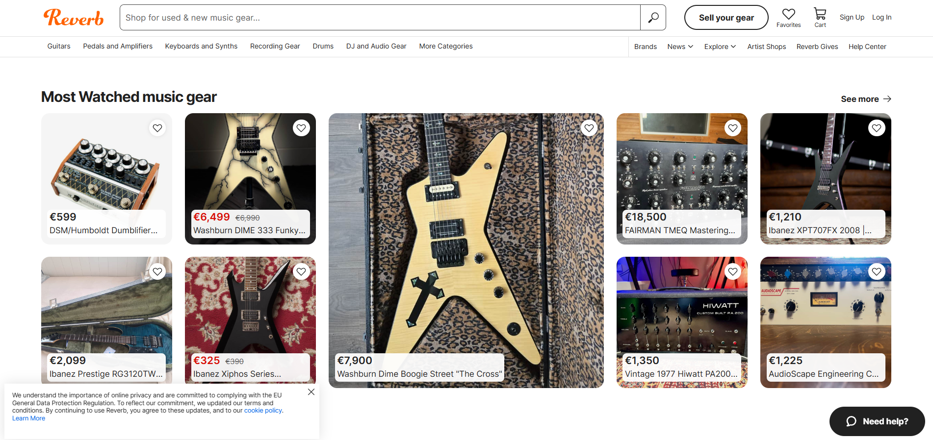 Contatos do Help Desk Reverb