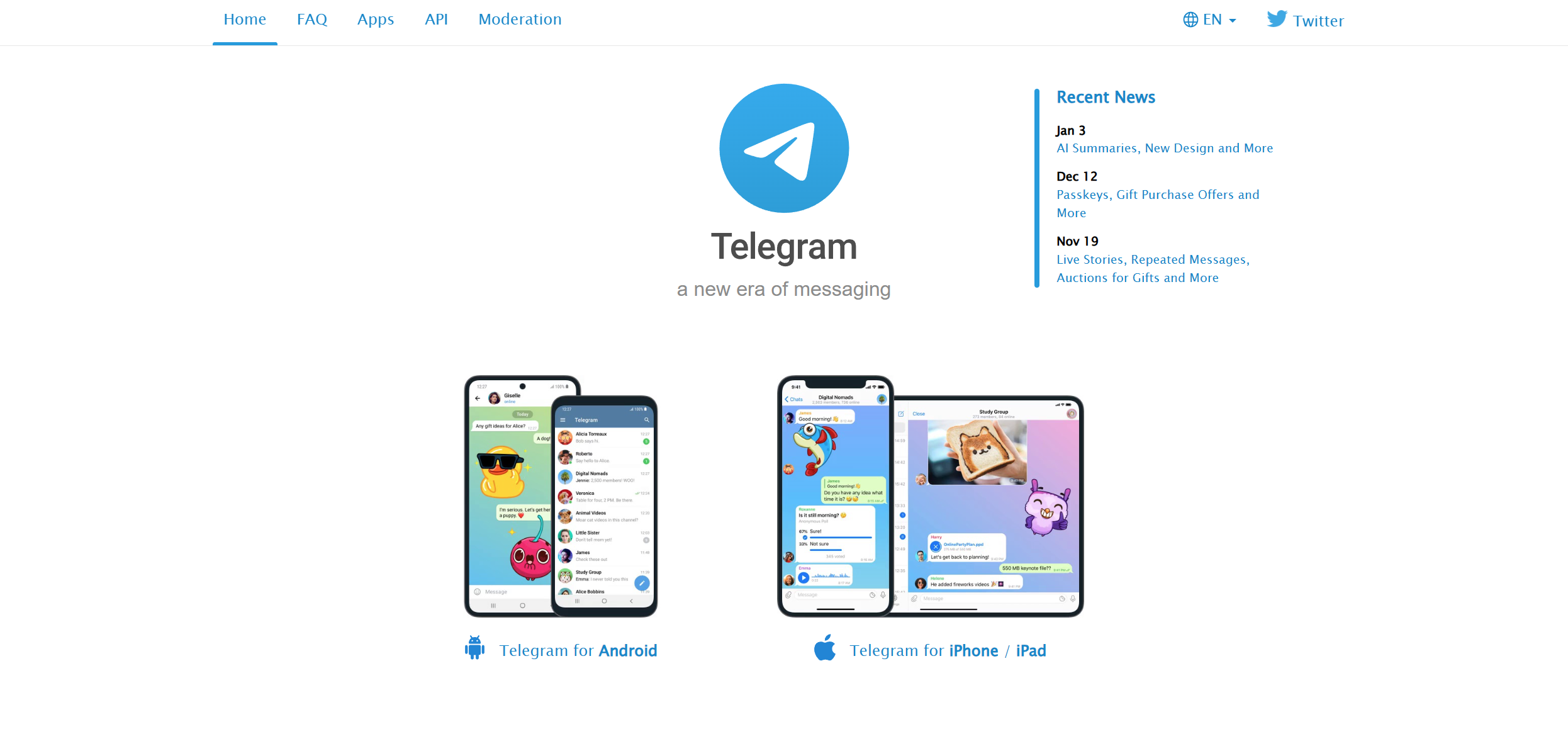 Contatos do Help Desk do Telegram