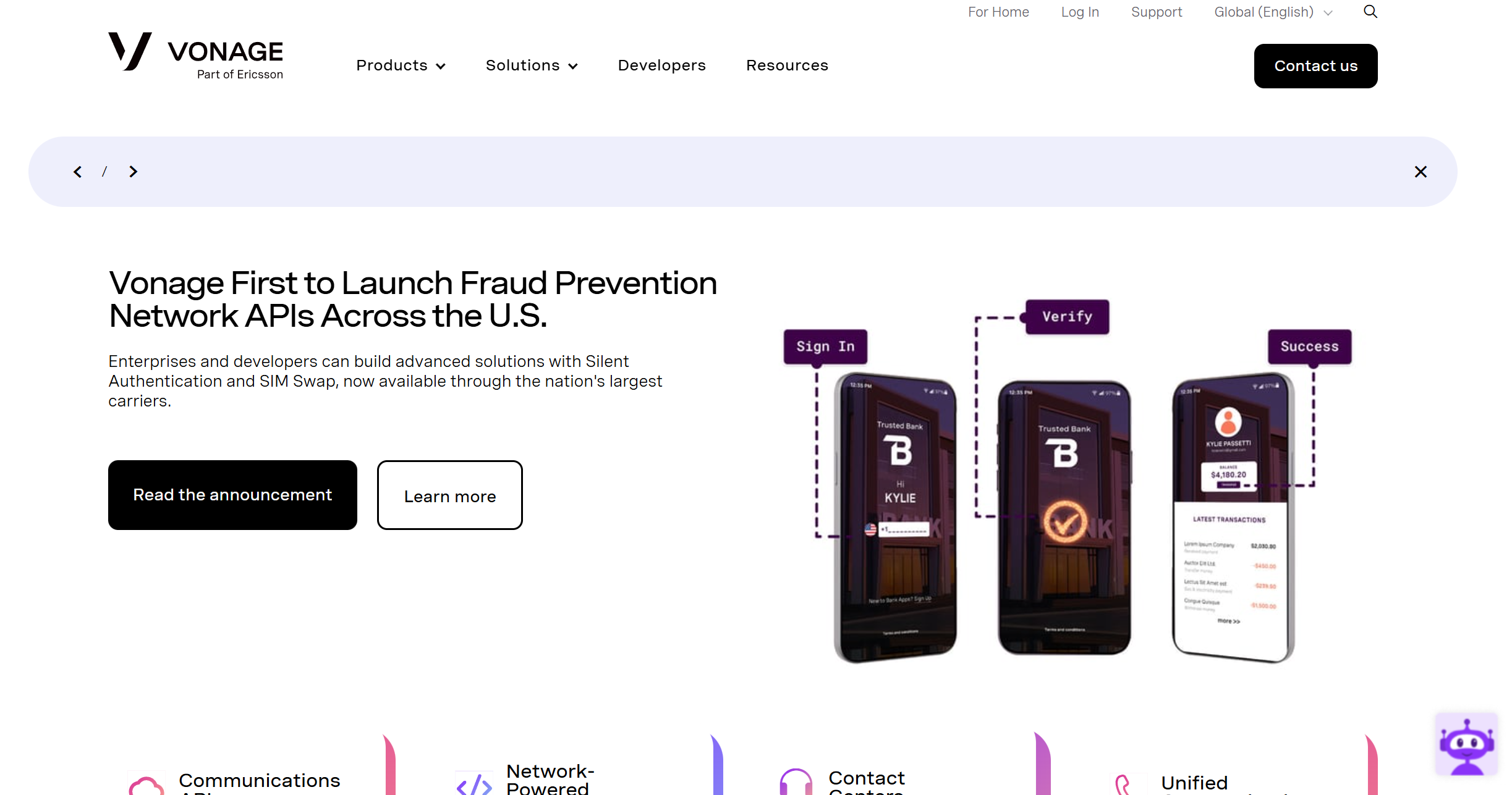 Contatos do Help Desk Vonage