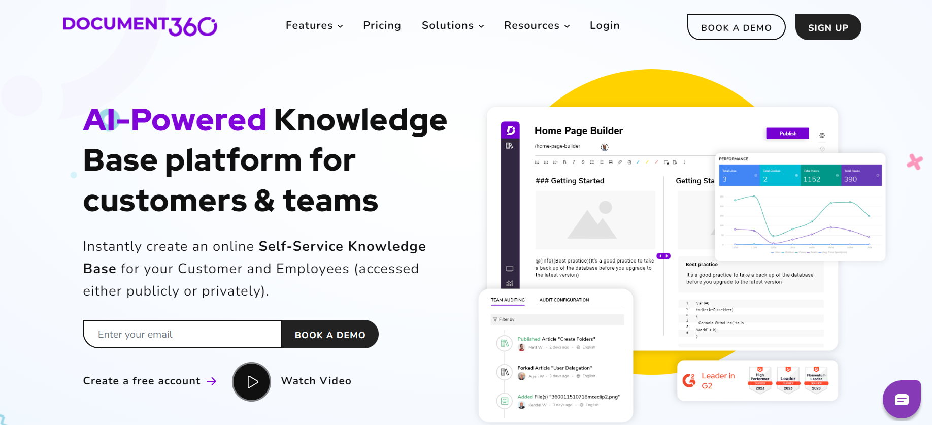 Homepage do Document360