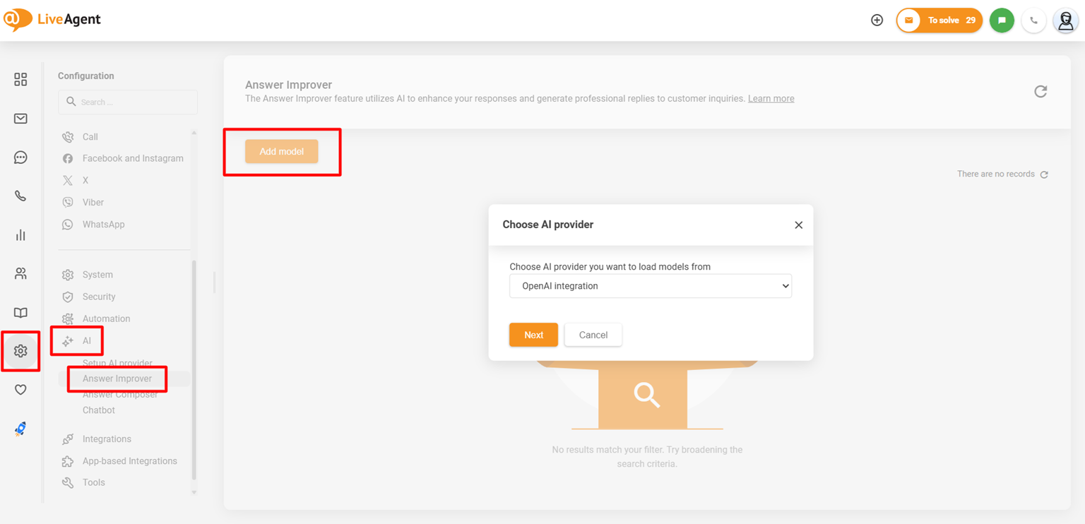 Melhorador de Respostas com IA vs OpenAI como integração de provedor