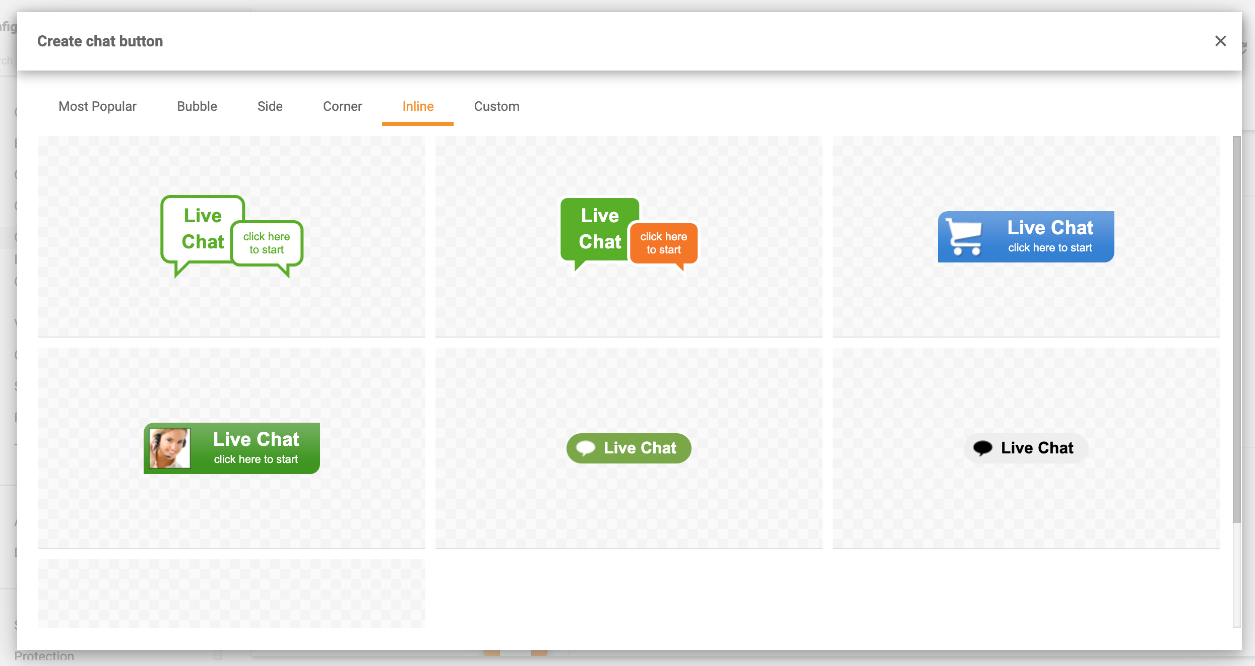 Botões de chat inline
